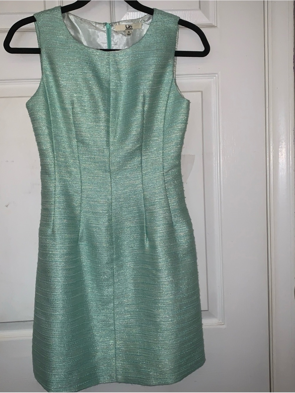 ya Los Angeles Mint and Silver thread Sleeveless Textured Shift Dress
